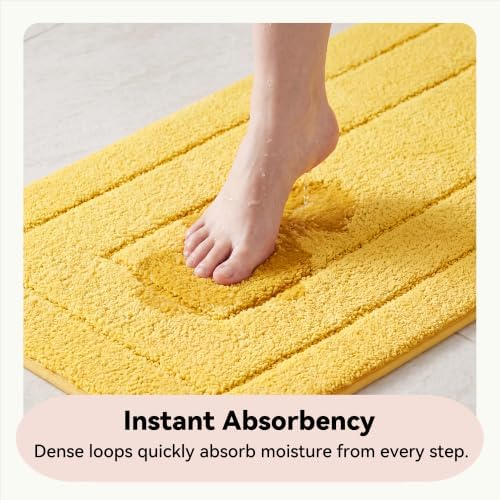GRANNY SAYS Yellow Bathroom Rug 36" x 24", Non-Slip Microfiber Bath Mat - Image 3