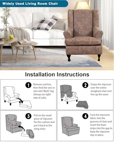 CRFATOP Wingback Chair Covers Stretch Armchair Slipcovers - Image 6