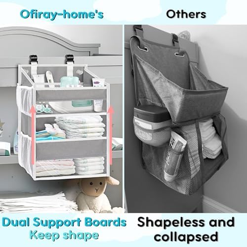 Hanging Diaper Organizer, 2 Tier Hanging Diaper Caddy, Holds 90+ Diapers - Image 3