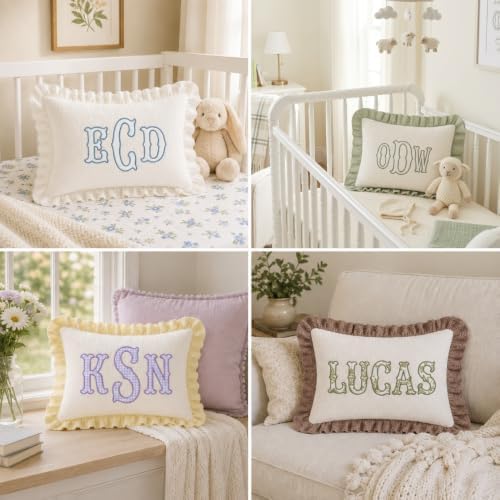 Muslin Pillow Cover, Monogram Pillow Covers, Custom Embroidered Pillow Covers - Image 4