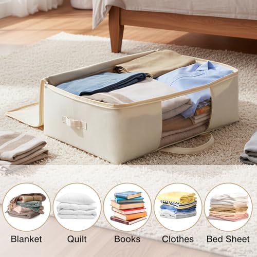 Blanket Storage Bags 70L Canvas Closet Organizers Clothes Container 2 Pack - Image 6