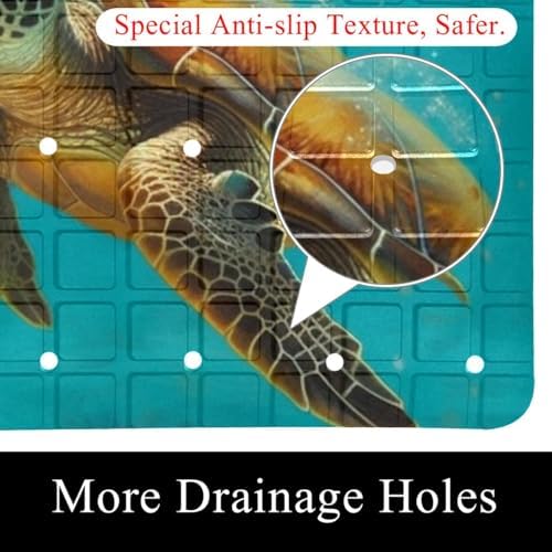 Shower Mat Non Slip 26.8 x 15.1 Inches, Turtles Ocean Bathtub Mat Shower Stall - Image 2
