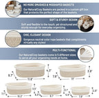 NaturalCozy 5-Piece Rectangle Storage Basket Set- Natural Cotton Rope Woven - Image 2