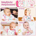 7Pcs Cotton Waterproof Baby Bibs Hook Loop Closure Newborn Bib Keepsake Baby - Image 5