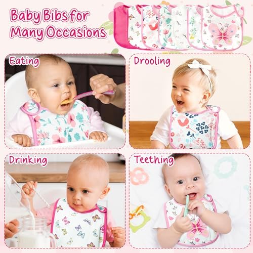 7Pcs Cotton Waterproof Baby Bibs Hook Loop Closure Newborn Bib Keepsake Baby - Image 5