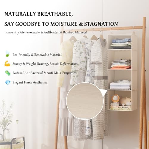 Hanging Closet Organizer with Bamboo Shelves - Image 4