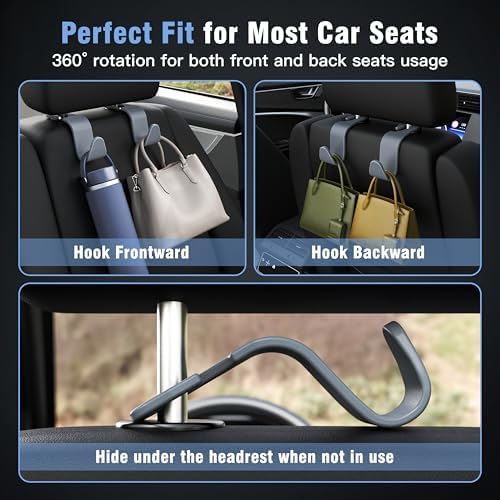 4-Pack Car Headrest Hooks Holds 55lbs Seat Storage Organizer - Image 4
