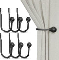 Hion Curtain Holdbacks Black 6pcs, Curtain Tiebacks Wall Mounted Hooks by Hion