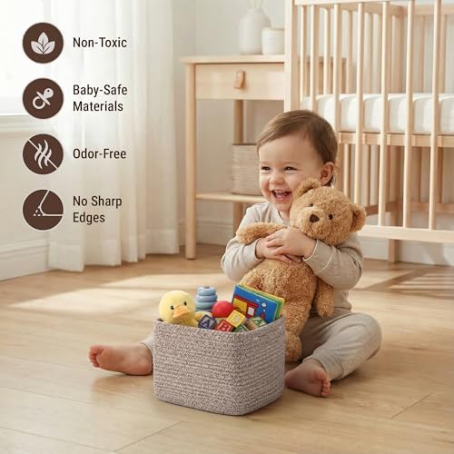 5-Pack Storage Cubes Woven Rope Baskets, 2 Sizes Organizer Bins - Image 4