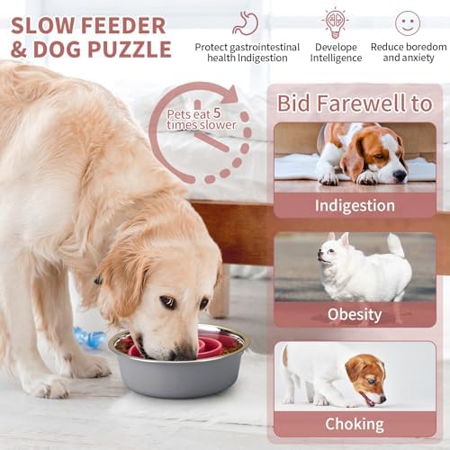 Slow Feeder Dog Bowls Insert, Animire Soft Silicone Slow Eating Dog Food Bowl - Image 2