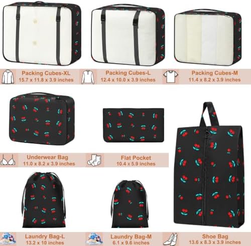 Packing Cubes for Travel 8 Set Luggage Organizer Bags Black Cherry - Image 2