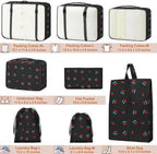 Packing Cubes for Travel 8 Set Luggage Organizer Bags Black Cherry - Image 2