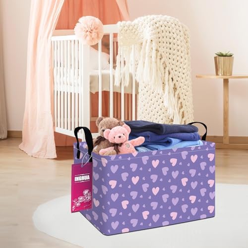 Rectangular Purple hearts Storage Basket - Image 5