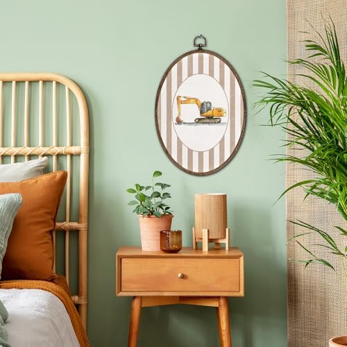FLAWAFLOMA Vintage Car Nursery Oval Wall Art Decor, Kids Room Canvas Wall Art - Image 3