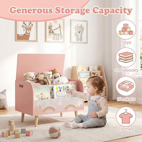 GLACER Kids Toy Box, Wooden Toy Chest - Image 5