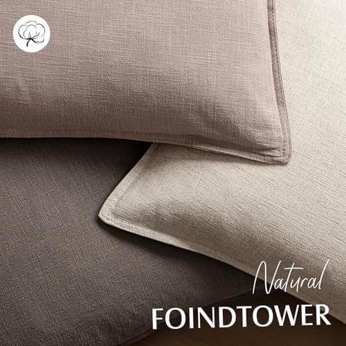 Foindtower Linen Solid Decorative Throw Pillow Covers 22x22 Inch Dusty Pink - Image 4