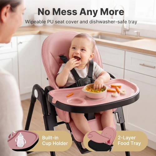 3 in 1 Portable High Chairs for Babies and Toddlers, Blush Pink - Image 3