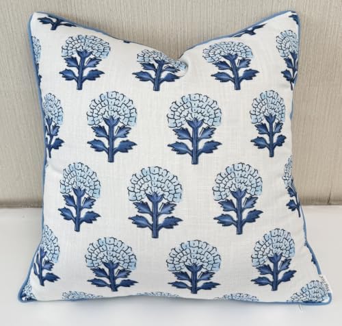 Marigold Floral Print 20x20 Throw Pillow Cover by YugTex