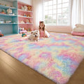 6x9 Rainbow Unicorn Rug for Kids Bedroom, Soft Plush Shag Carpet by KICHOWUA