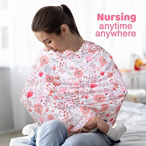 Rquite 4-in-1 Baby Car Seat Canopy, Stretchy Nursing Breastfeeding Cover - Image 4