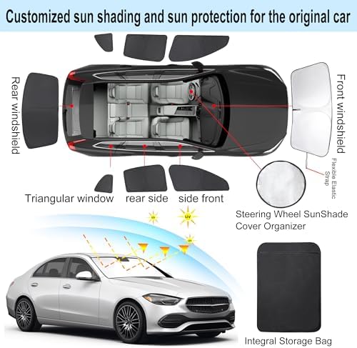 TINGLU Window Shades for Mercedes Benz C Class W205 C250 C300 C400 2015-2021 - Image 3