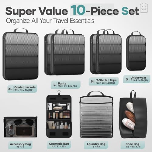 Veken 10 Set Compression Packing Cubes - Image 2