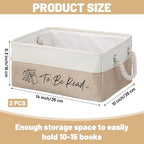 2 Pcs to Be Read Book Basket Set, Linen Fabric Book Storage Basket - Image 2