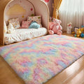 3x5 Rainbow Unicorn Rug for Girls Bedroom, Fluffy Shaggy Carpet by KICHOWUA