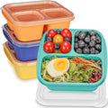 TOUWMX Bento Box For Kids, 4 Pack 3 Compartments Lunchable Meal Prep Containers by TOUWMX