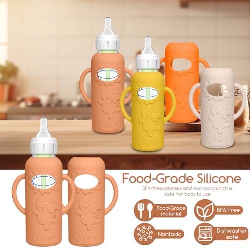 4 Pack Silicone Sleeves for Dr. Brown's Glass Baby Bottles, Anti Breakage Baby - Image 5