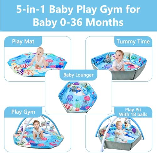 Baby Gym Play Mat, 8-in-1 Tummy Time Mat - Image 3