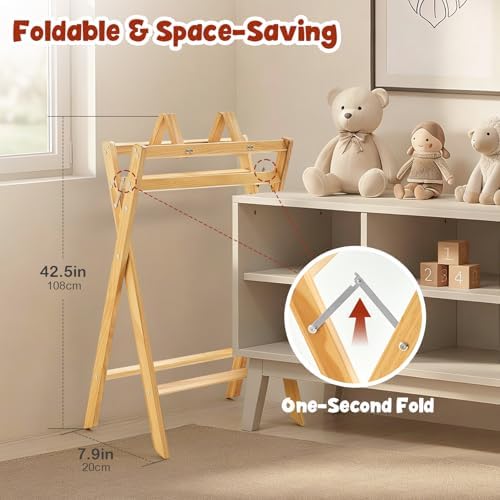 FUNLIO Wooden Baby Bathtub Stand, Foldable Baby Bath Stand - Image 3