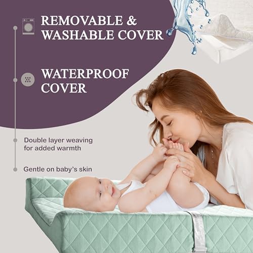 Organic Cotton Covered Contoured Baby Changing Pad | Waterproof Foam Mattress - Image 4