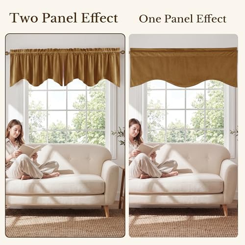 StangH Gold Brown Fall Decor Scalloped Valance 52x18 Inch, 1 Panel - Image 7
