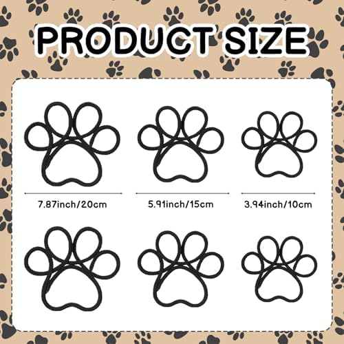 Barydat 6 Pcs Dog Room Decor Black Paw Puppy Woven Wall Hanging 3 Size Pet Wall - Image 2