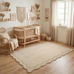 GarveeHome 4x6 Scalloped Washable Area Rug Jute Nursery Kids Bedroom Rug by GarveeHome