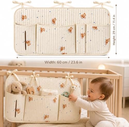 Bedside Caddy Nursery Playpen Organizer, Hanging Crib Book & Toy Storage - Image 6