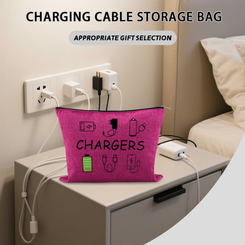 Charger Storage Bag Travel Organizer Pink - Image 3