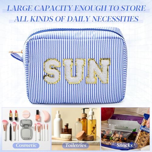 Sanwuta Seersucker Cosmetic Bags Sun Bag Sunscreen Pouch - Image 4
