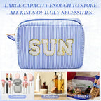 Sanwuta Seersucker Cosmetic Bags Sun Bag Sunscreen Pouch - Image 4