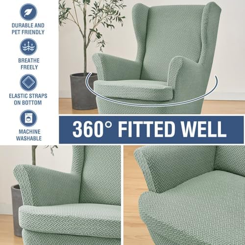NILUOH Wingback Chair Covers 2-Piece, Armchair Slipcovers - Image 6