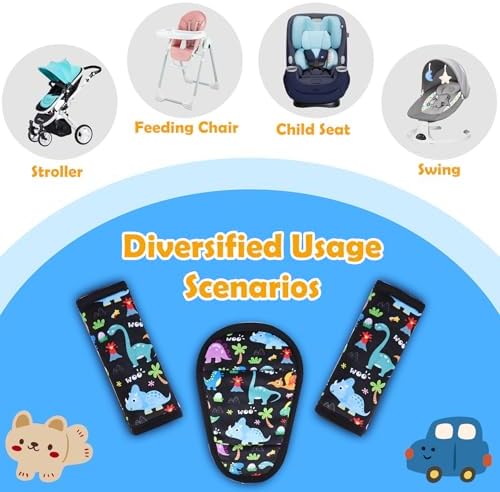 3 Pcs Stroller Straps Pads, Breathable Fabric - Image 4