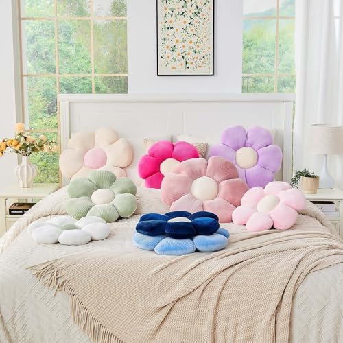 Kcvvcr Dusty Blue Flower Pillow, 19.6" Cute Flower Shaped Floor Pillow - Image 6