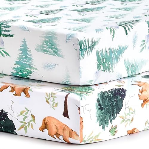 Pack n Play Sheets, BROLEX 2 Pack Mini Crib Sheets, Stretchy Portable Fitted by BROLEX
