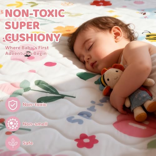 RONGFA Baby Play Mat for Floor, Playpen Mat for Toddlers Infant Kids, Machine - Image 4