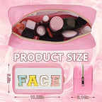 Iqimott Clear Patch Makeup Bag Face Pouch, Preppy Personalized Chenille Letter - Image 2