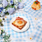 Funnymoom 60 Pcs Blue and White Gingham Disposable Paper Placemats Round Table - Image 6