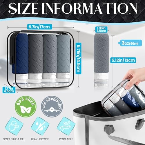 Silevoler Travel Bottles for Toiletries, TSA-Approved Travel Size Container - Image 3