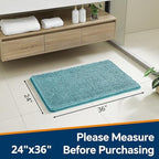 Chenille Bathroom Rug 24"x36" Aqua, Non-Slip Plush Bath Mat - Image 2