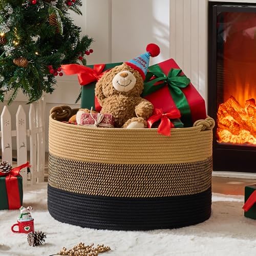 KAKAMAY Large Blanket Basket, Woven Rope Baskets - Image 6